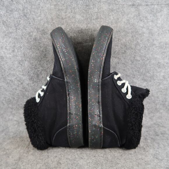 Old Navy Shoes Kids 3 Casual Sneaker High Top Black Lace Up Glitter Sole Trainer - Picture 8 of 11